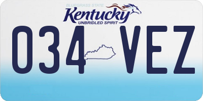 KY license plate 034VEZ