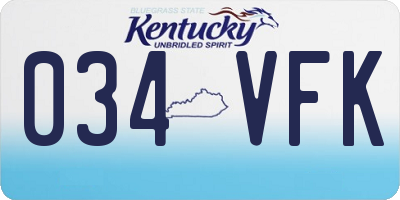 KY license plate 034VFK