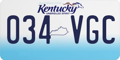 KY license plate 034VGC