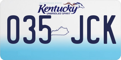 KY license plate 035JCK