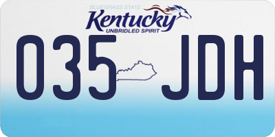 KY license plate 035JDH