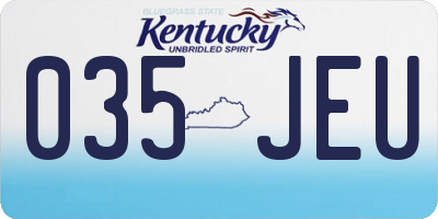 KY license plate 035JEU