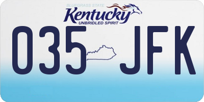 KY license plate 035JFK
