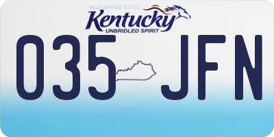 KY license plate 035JFN