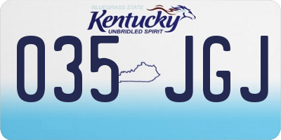 KY license plate 035JGJ