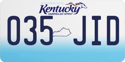 KY license plate 035JID