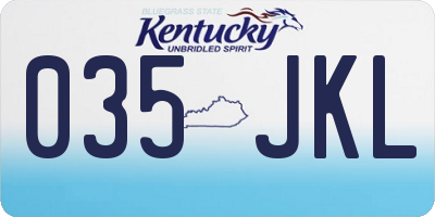 KY license plate 035JKL