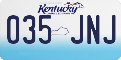 KY license plate 035JNJ
