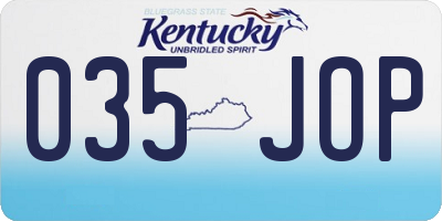 KY license plate 035JOP