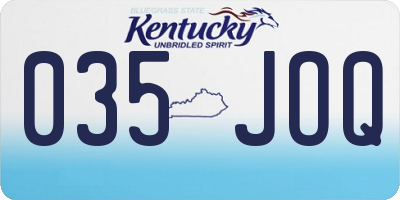 KY license plate 035JOQ