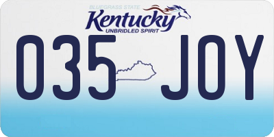 KY license plate 035JOY