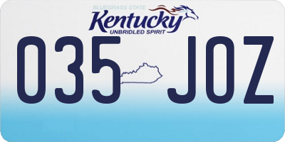 KY license plate 035JOZ