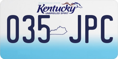 KY license plate 035JPC