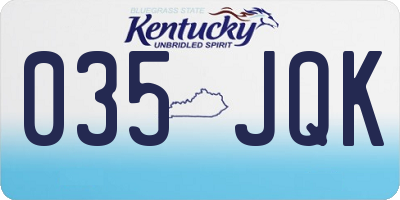 KY license plate 035JQK