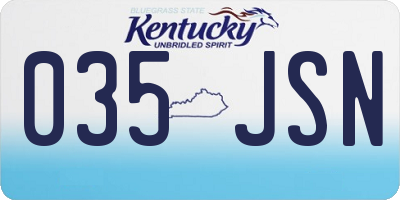 KY license plate 035JSN