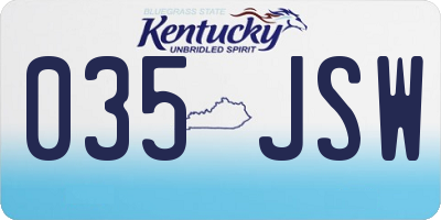 KY license plate 035JSW