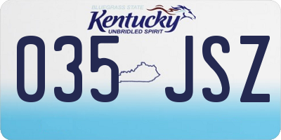 KY license plate 035JSZ