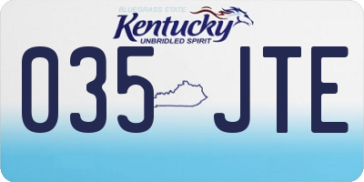 KY license plate 035JTE