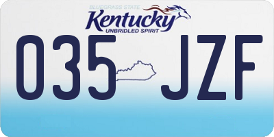 KY license plate 035JZF