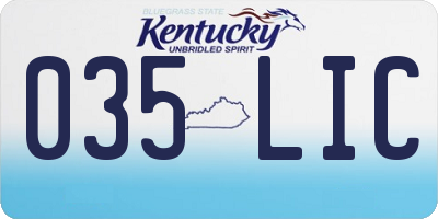 KY license plate 035LIC
