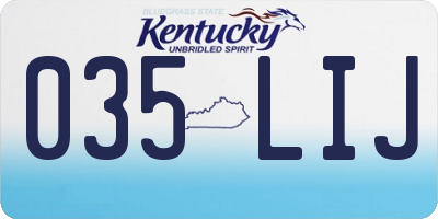 KY license plate 035LIJ