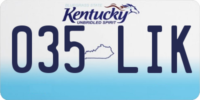 KY license plate 035LIK
