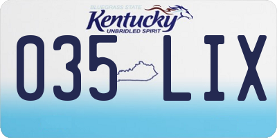 KY license plate 035LIX