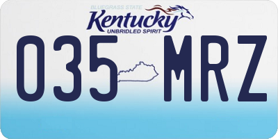 KY license plate 035MRZ