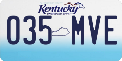 KY license plate 035MVE