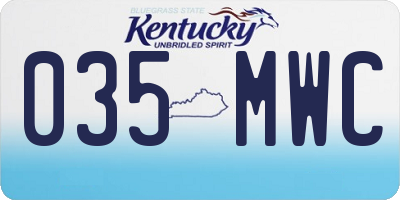 KY license plate 035MWC