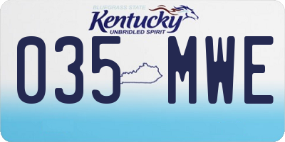 KY license plate 035MWE