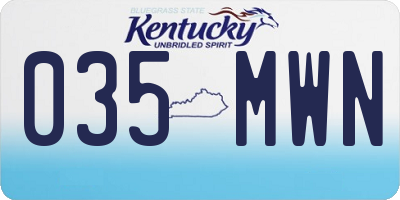 KY license plate 035MWN