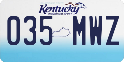 KY license plate 035MWZ