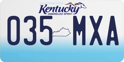 KY license plate 035MXA