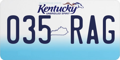 KY license plate 035RAG