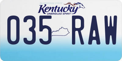 KY license plate 035RAW