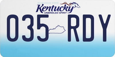KY license plate 035RDY