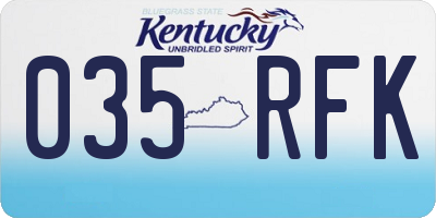 KY license plate 035RFK