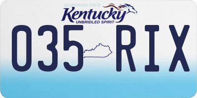 KY license plate 035RIX