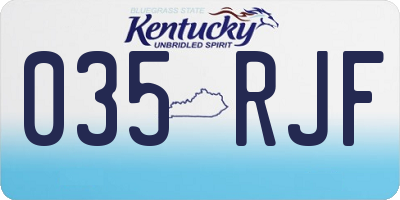 KY license plate 035RJF