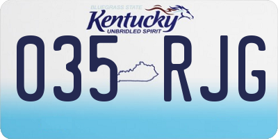 KY license plate 035RJG