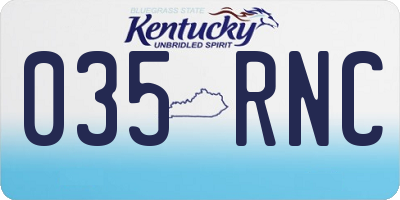 KY license plate 035RNC