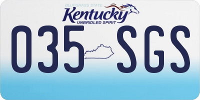 KY license plate 035SGS
