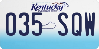 KY license plate 035SQW