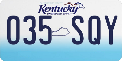 KY license plate 035SQY