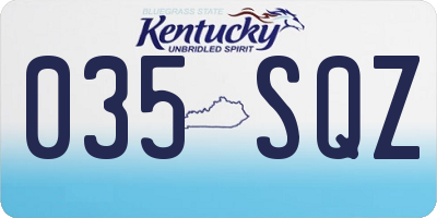 KY license plate 035SQZ