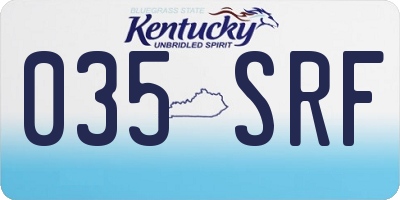 KY license plate 035SRF