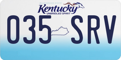 KY license plate 035SRV