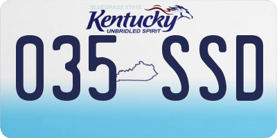 KY license plate 035SSD