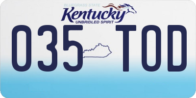 KY license plate 035TOD